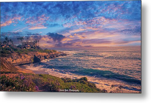Sunset At La Jolla Cove  Fine Art Metal Print