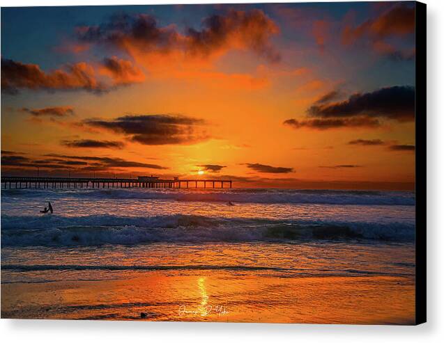 Glowing Ocean Beach Sunset - Canvas Print