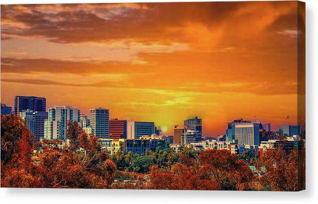 San Diego Skyline At Sunset (Balboa Park View) - Gallery Wrapped Canvas Print