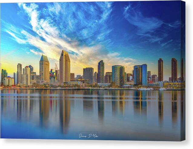 San Diego Skyline Sunset Fine Art Canvas Gallery Wrap
