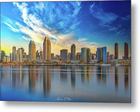 San Diego Skyline Sunset Fine Art Metal Print
