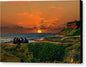 Sunset Gathering At Santa Cruz Cove Beach - Gallery Wrapped Canvas Print