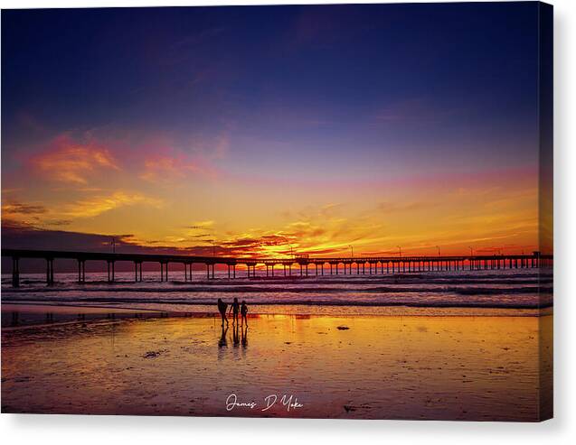 Sunset Stroll At Ocean Beach Fine Art Canvas Gallery Wrap