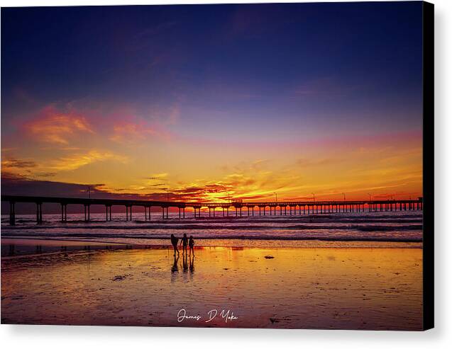 Sunset Stroll At Ocean Beach Fine Art Canvas Gallery Wrap