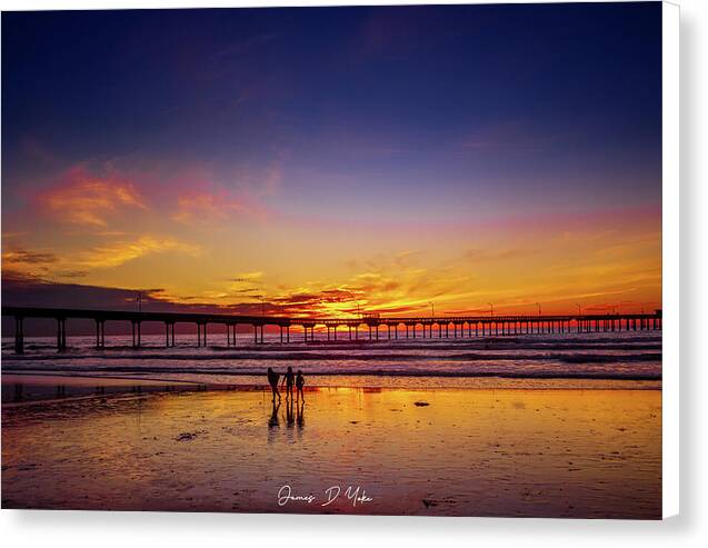Sunset Stroll At Ocean Beach Fine Art Canvas Gallery Wrap