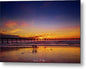 Sunset Stroll At Ocean Beach Fine Art Metal Print
