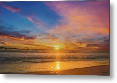Vibrant Ocean Beach Sunset - Fine Art Metal Print